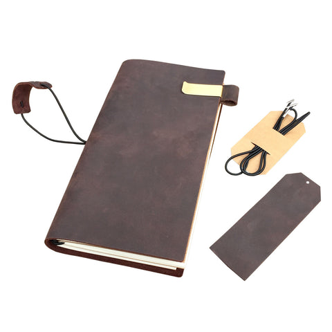 Traveler's Notebook with Pen Holder + Leather Bookmark