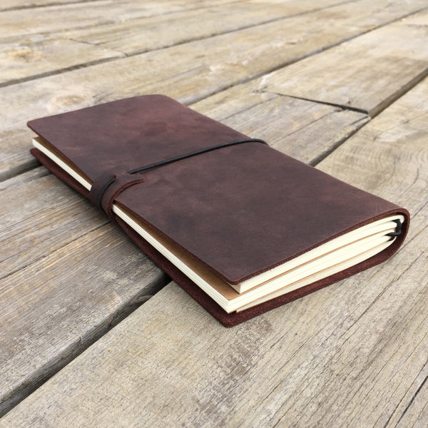 Traveler's Notebook with Pen Holder + Leather Bookmark